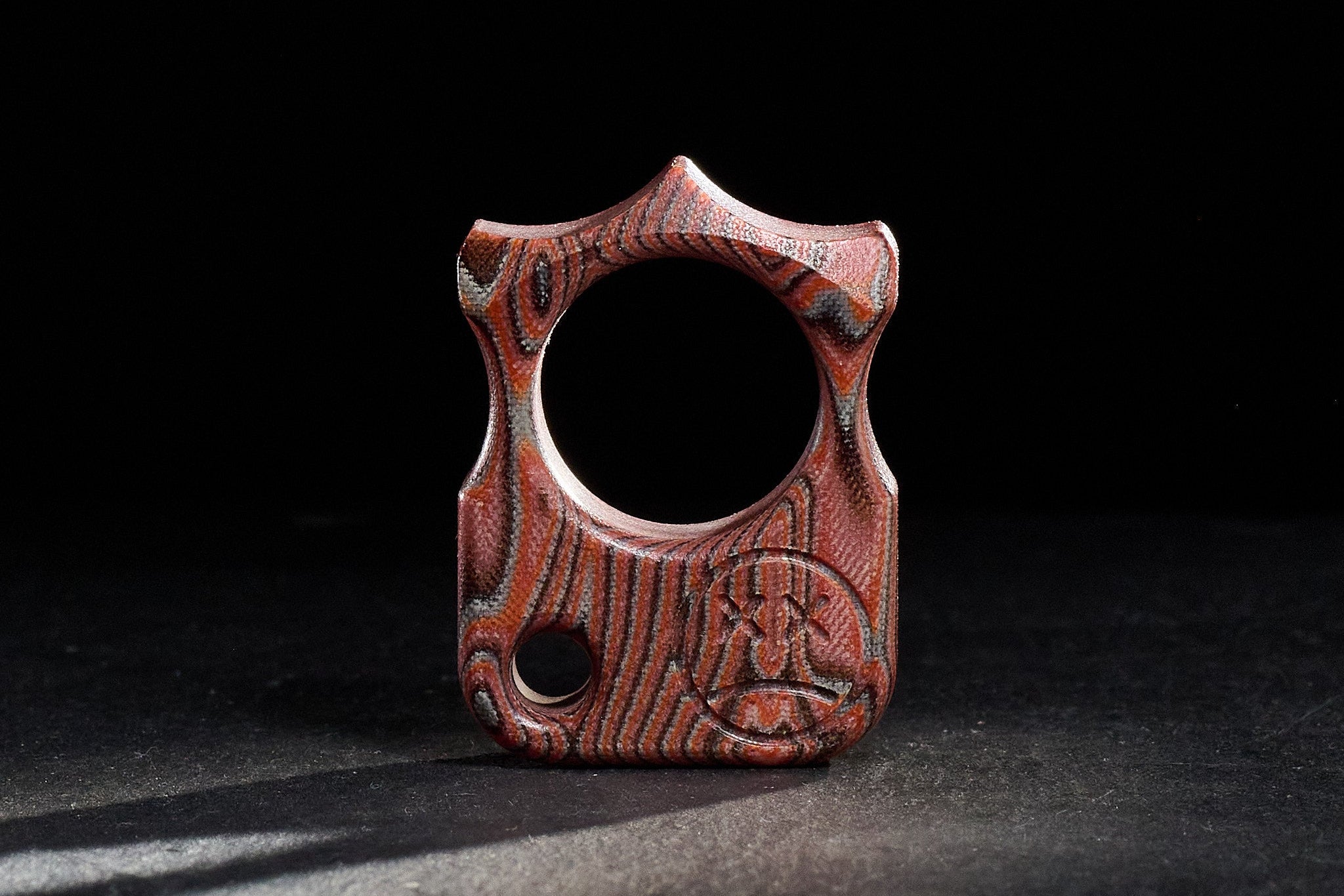 Pocket Art Single Finger Keychain | S03 Eco Wood Red Micarta Artifact