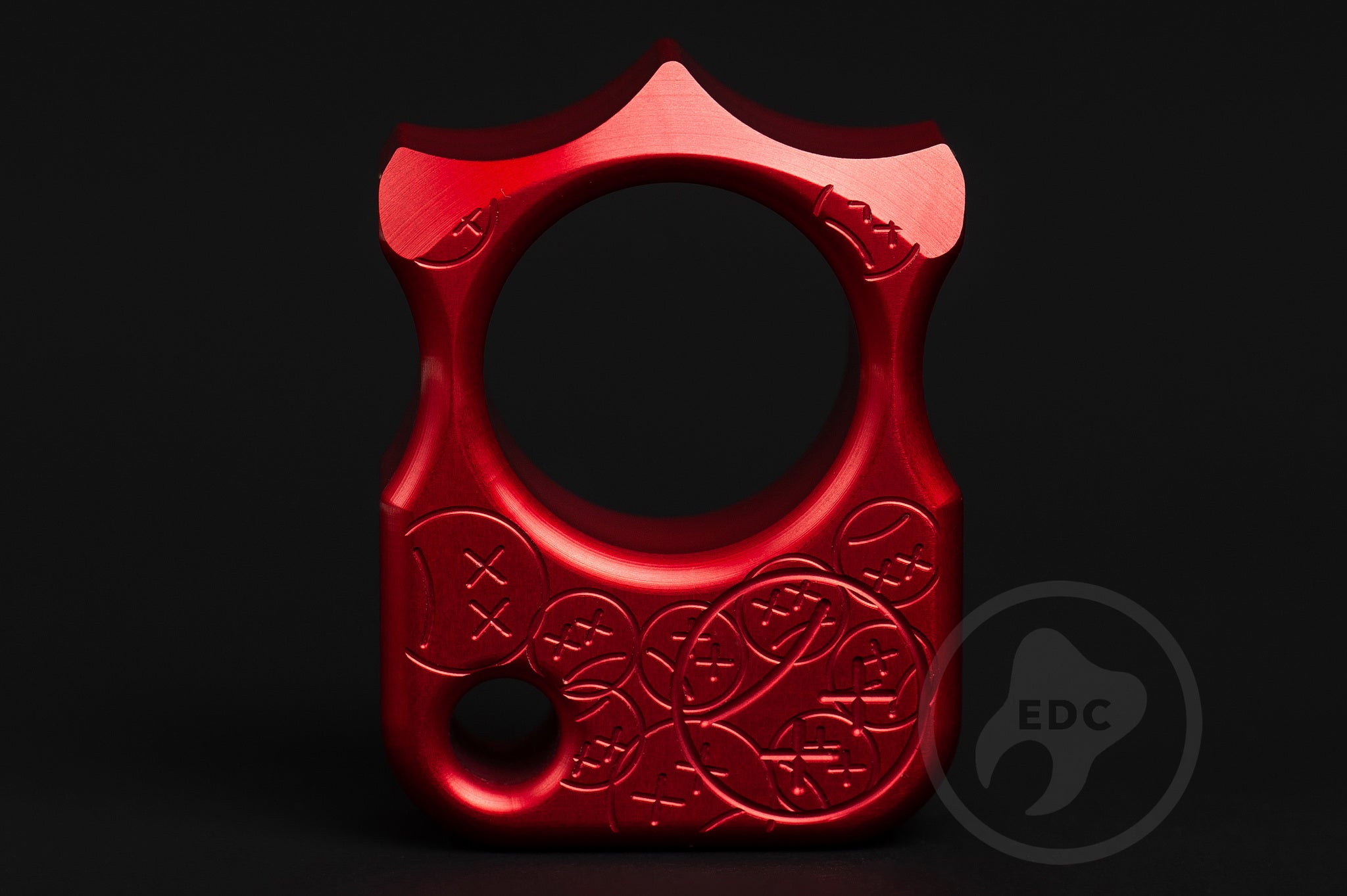 Pocket Art EDC Keychain S03 Sad Face Stamp | Red Anodized