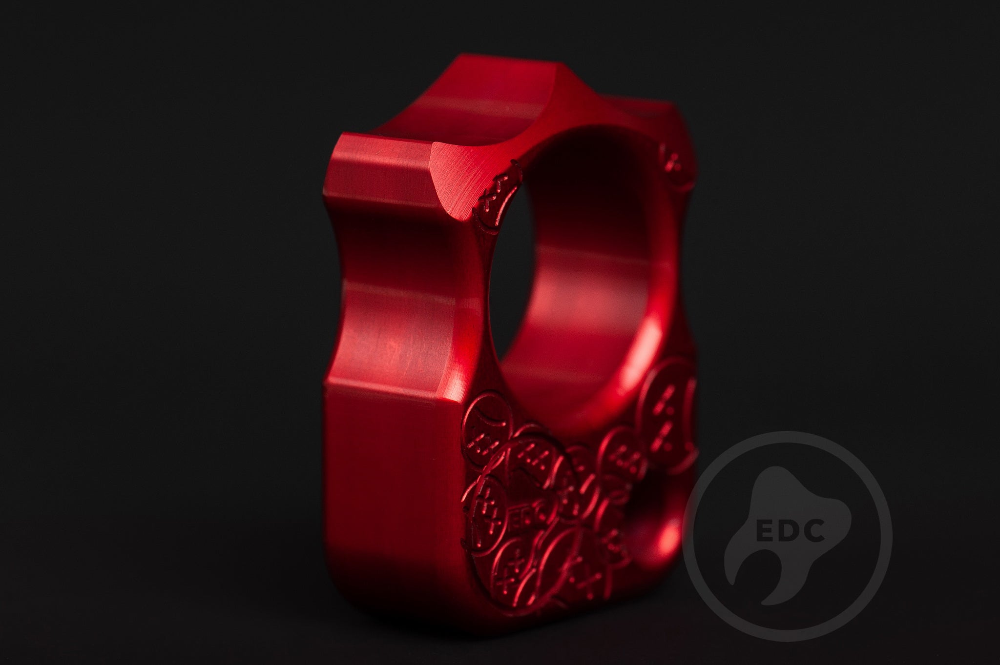 Pocket Art EDC Keychain S03 Sad Face Stamp | Red Anodized