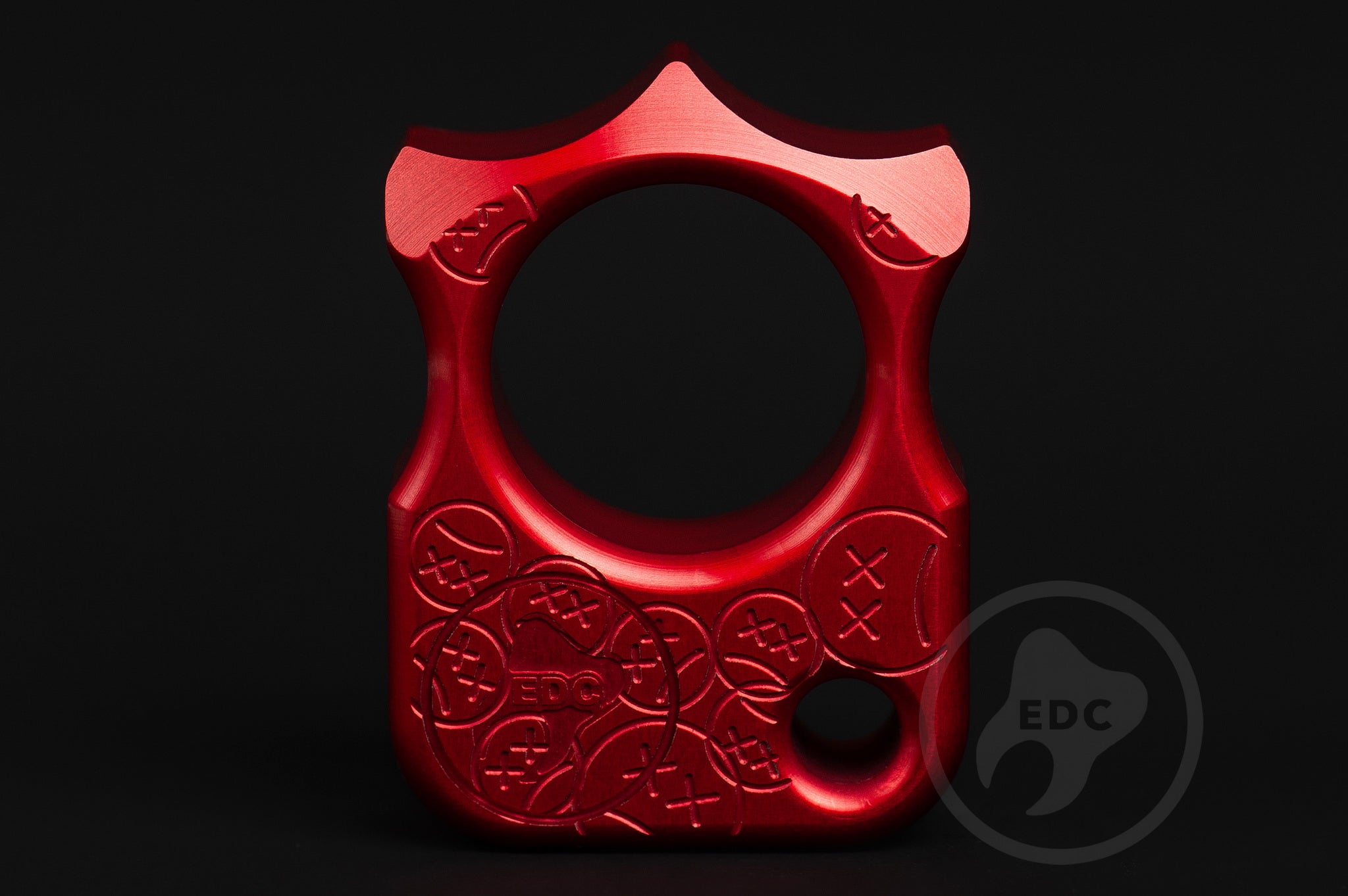 Pocket Art EDC Keychain S03 Sad Face Stamp | Red Anodized