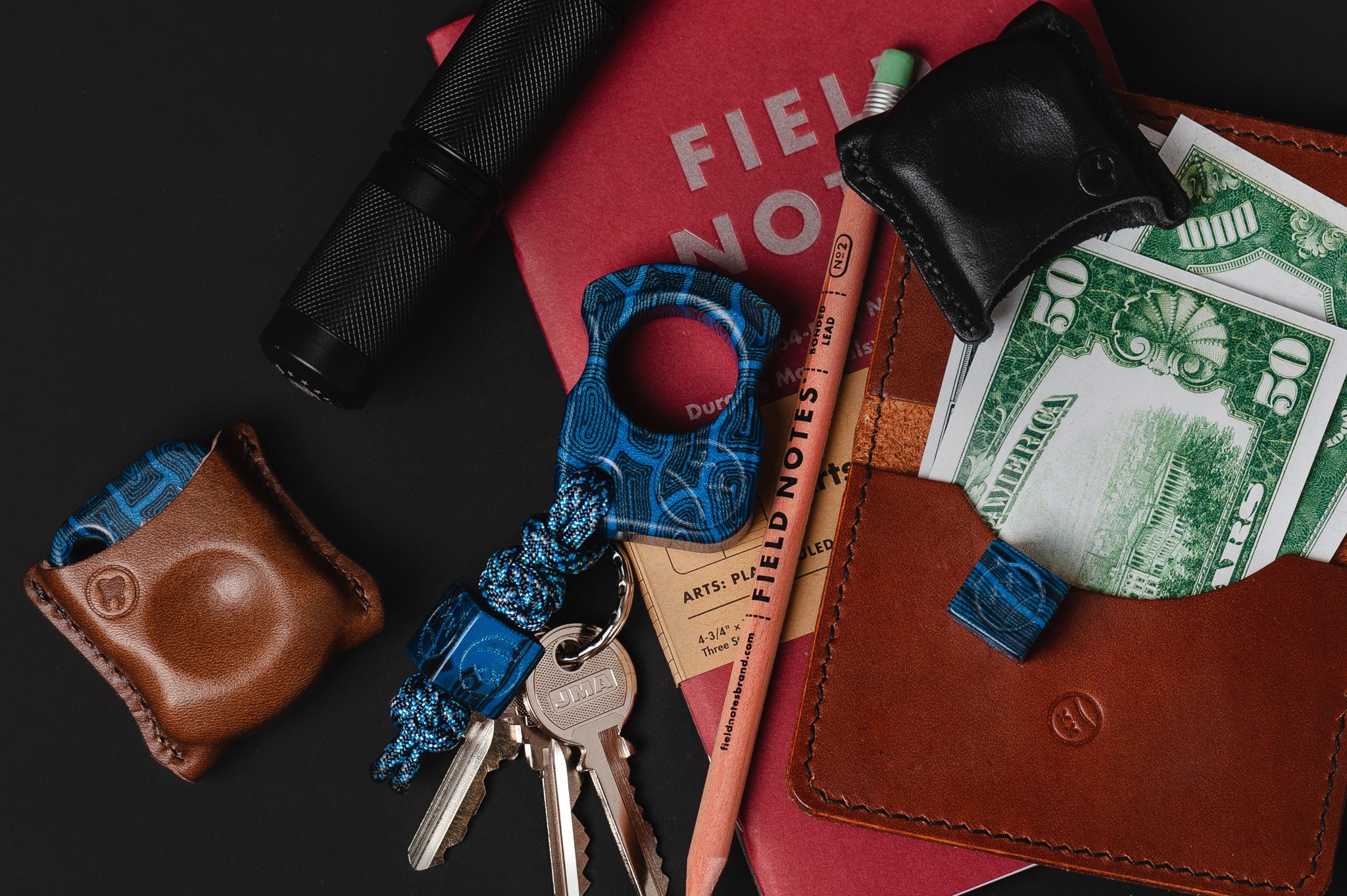 Pocket Art SFK 01 Blue Contoured Micarta | Topographic Texture Tool Set