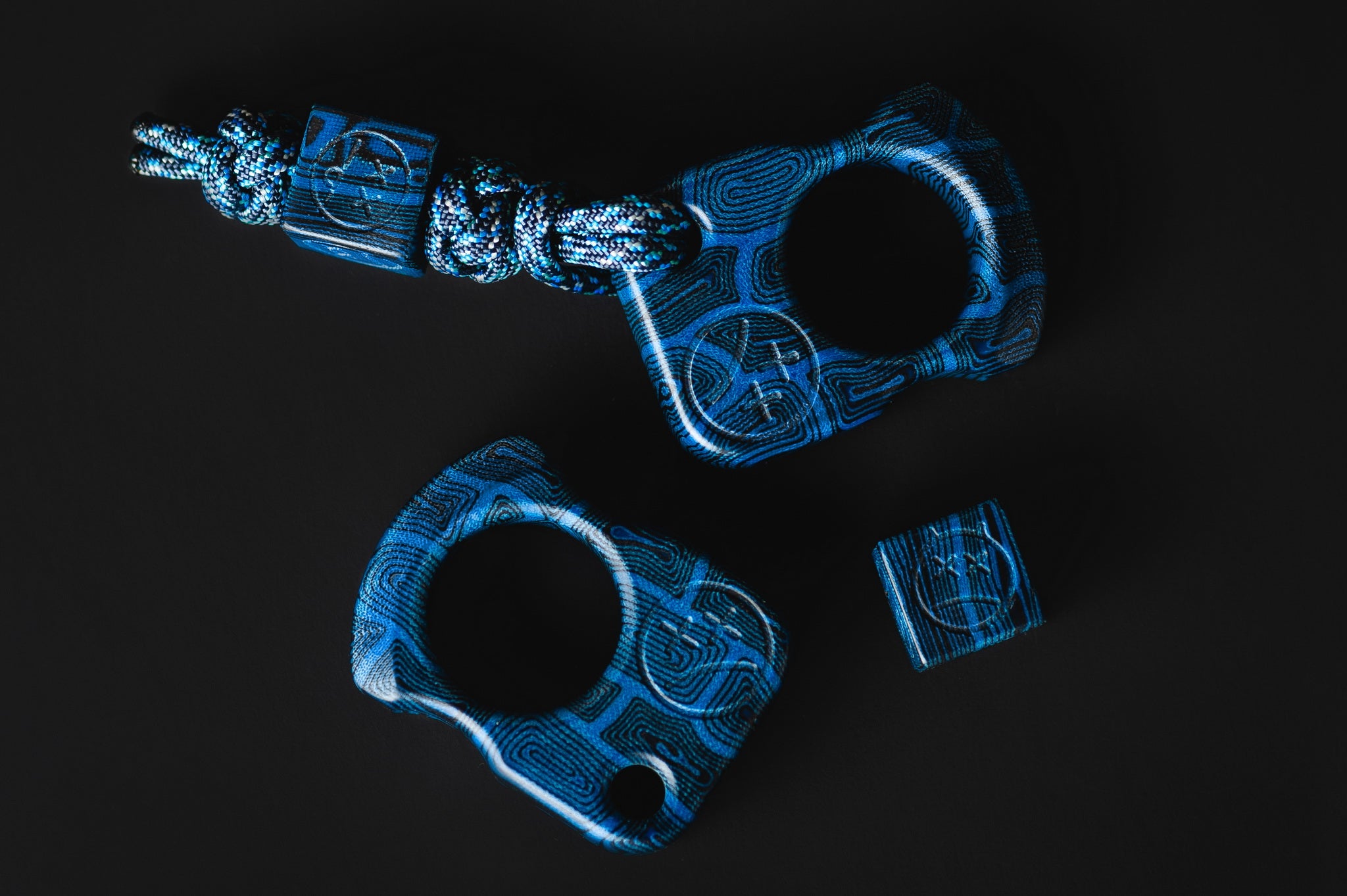 Pocket Art SFK 01 Blue Contoured Micarta | Topographic Texture Tool Set