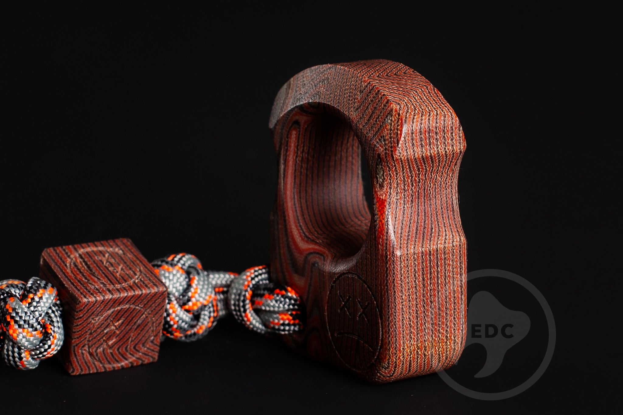 Pocket Art SFK 01 Eco Wood Red Micarta | EDC Single Finger Keychain