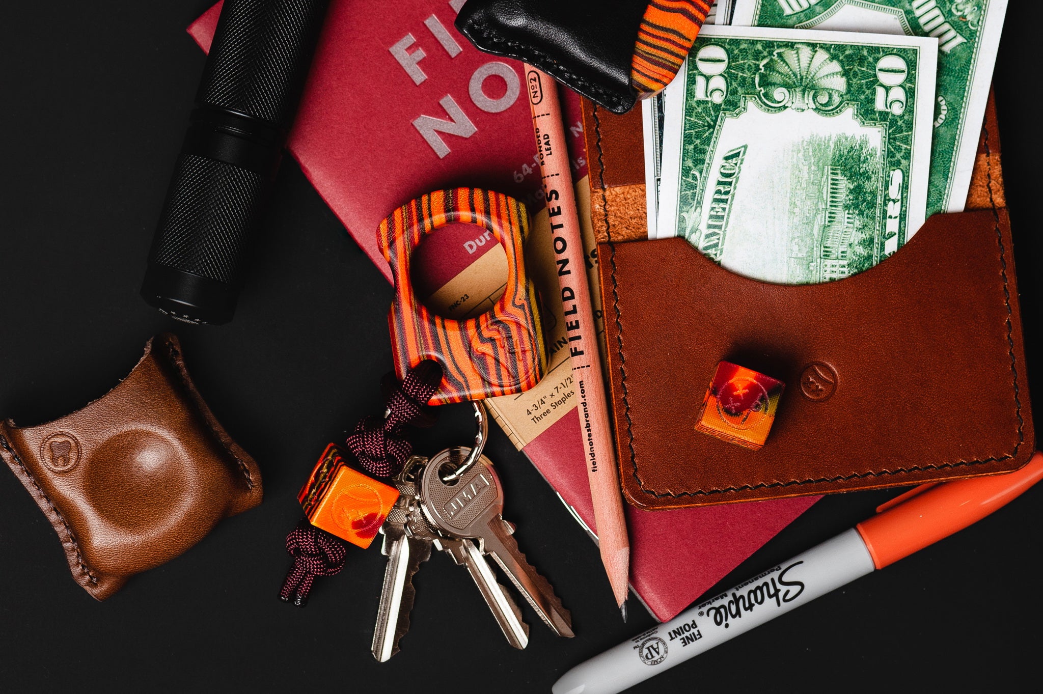 Pocket Art SFK 01 Ginger Micarta | EDC Single Finger Keychain