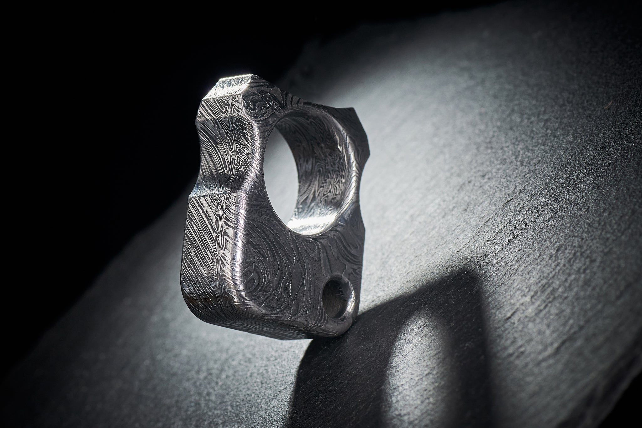 Compact 49mm heavyweight 140g Damascus steel EDC artifact with unique pattern-2