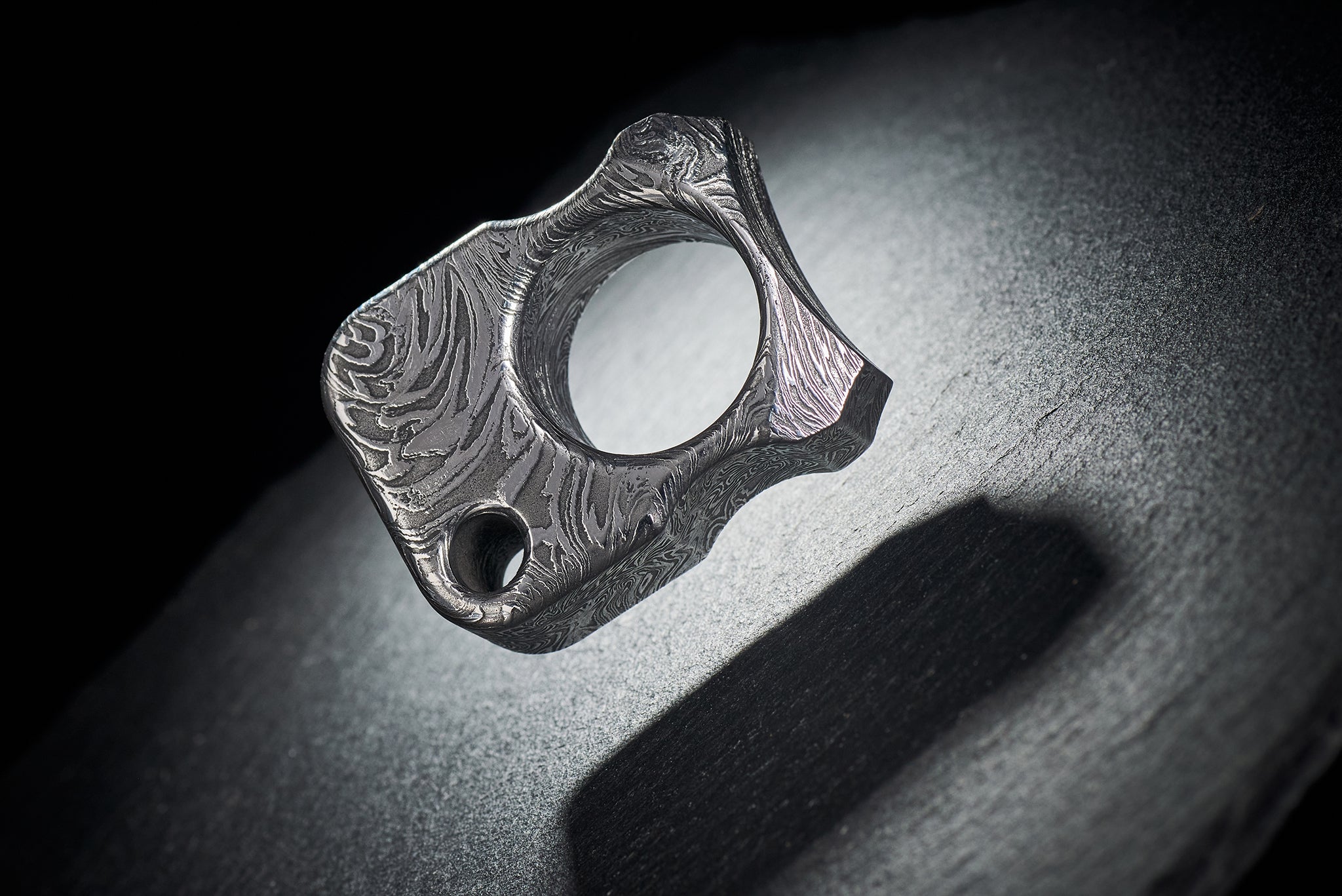 Compact 49mm heavyweight 140g Damascus steel EDC artifact with unique pattern-3