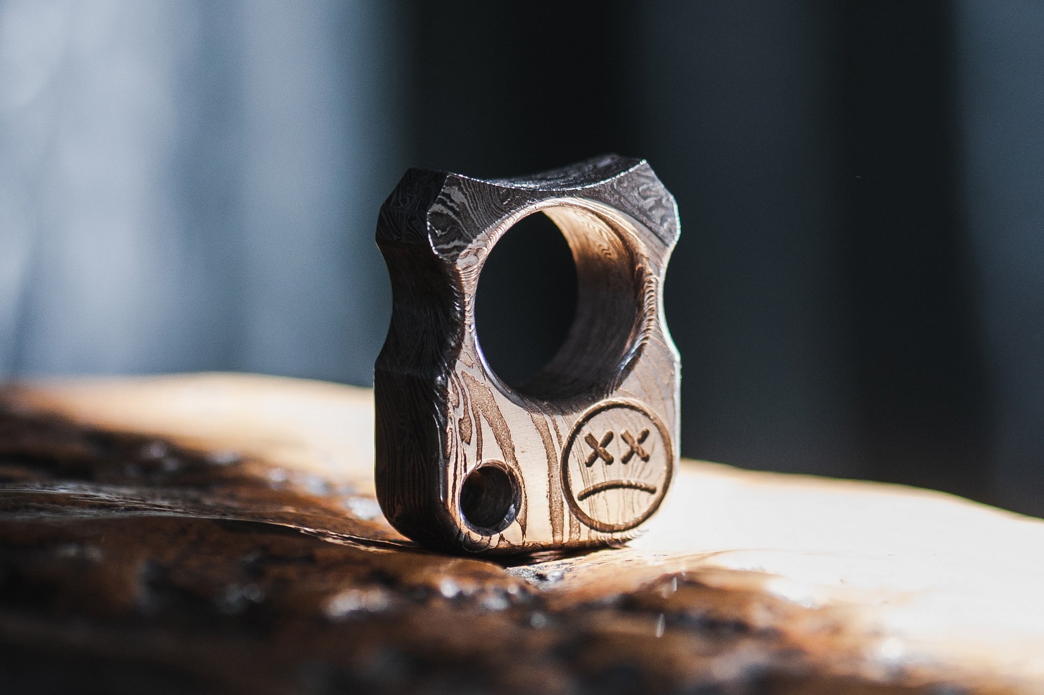Compact 49mm heavyweight forged damascus steel pocket artifact-1