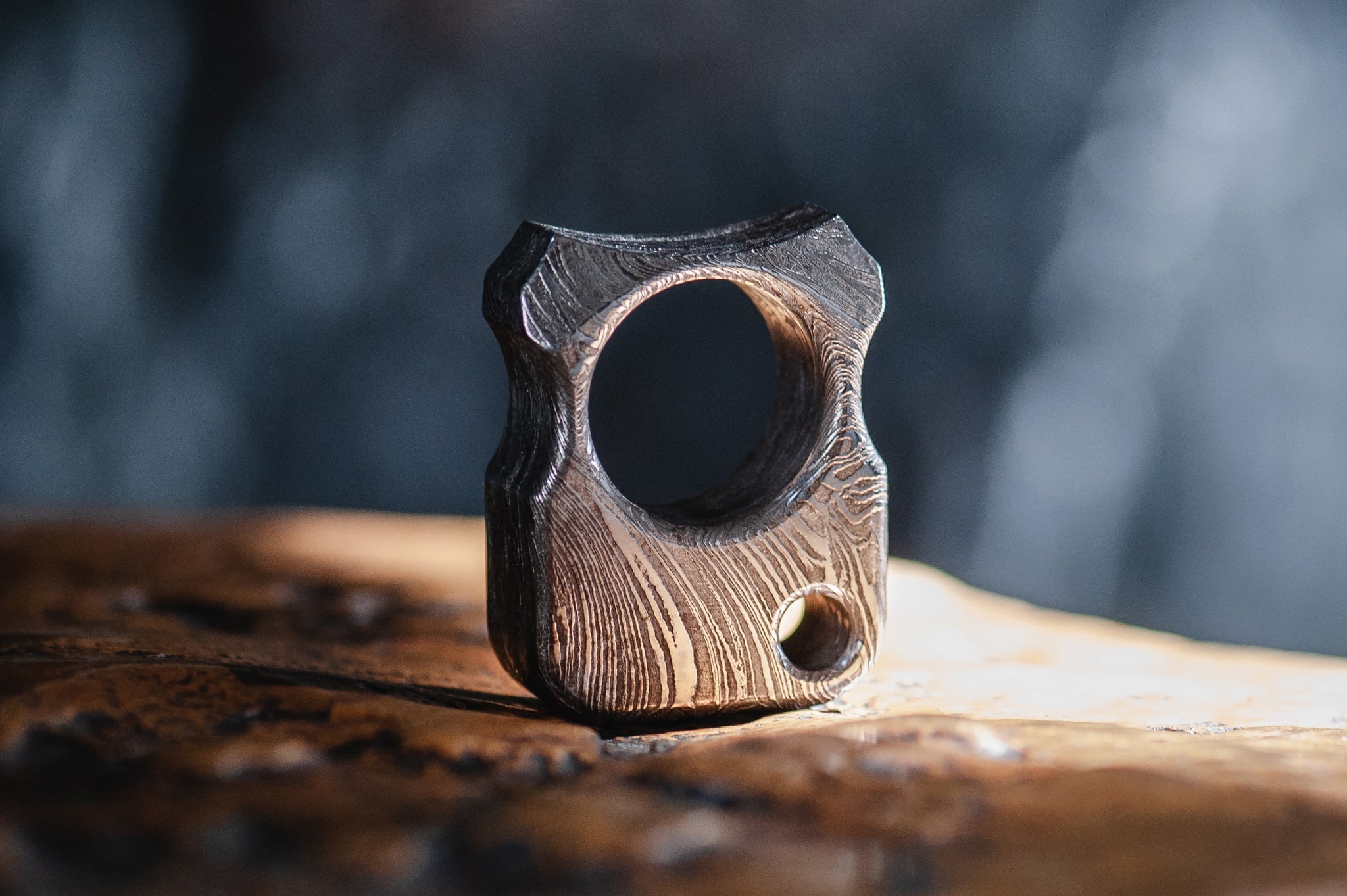 Compact 49mm heavyweight forged damascus steel pocket artifact-3