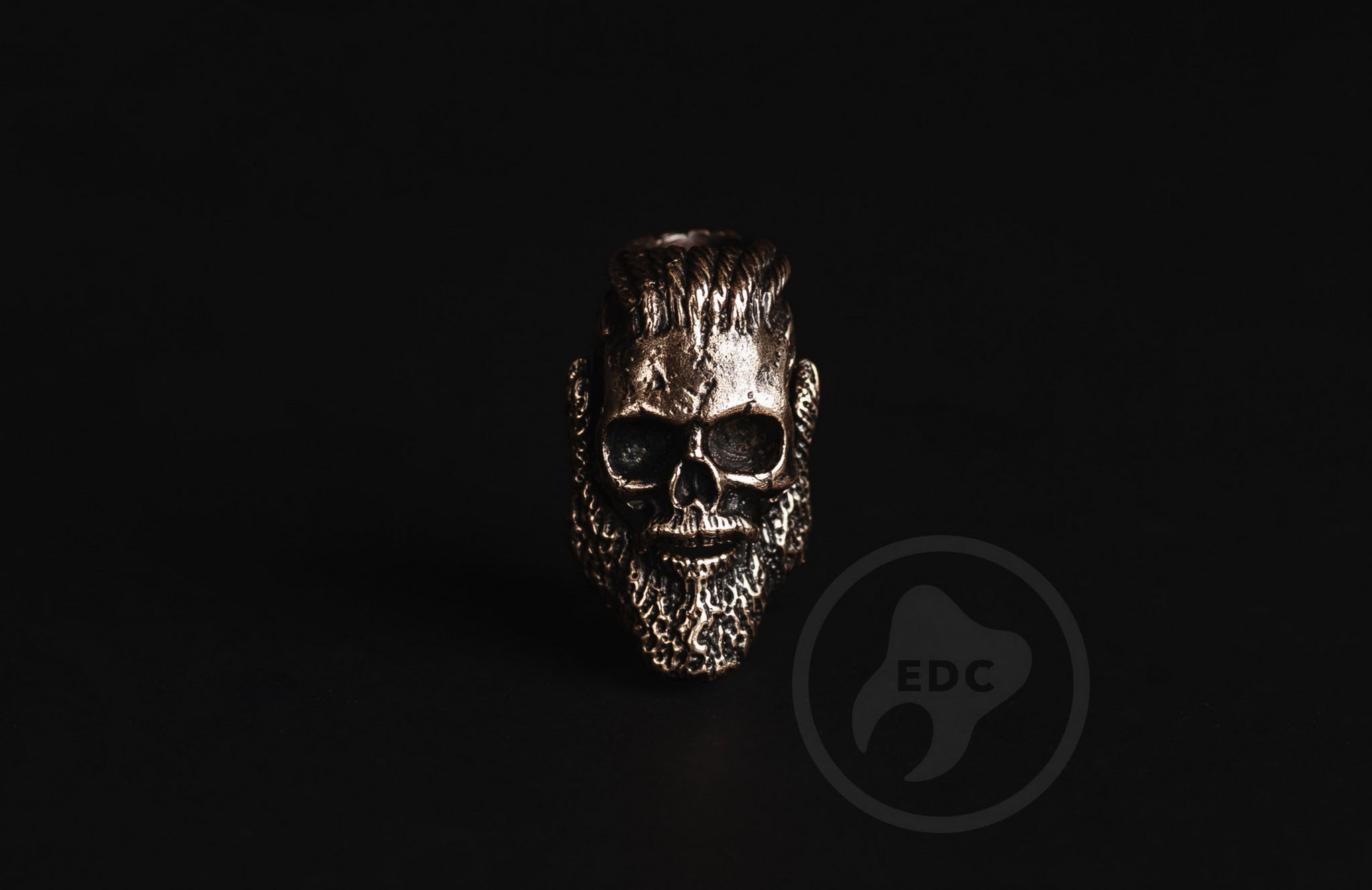 Profile view of the bearded Viking skull bead showing the slim ergonomic design.-1