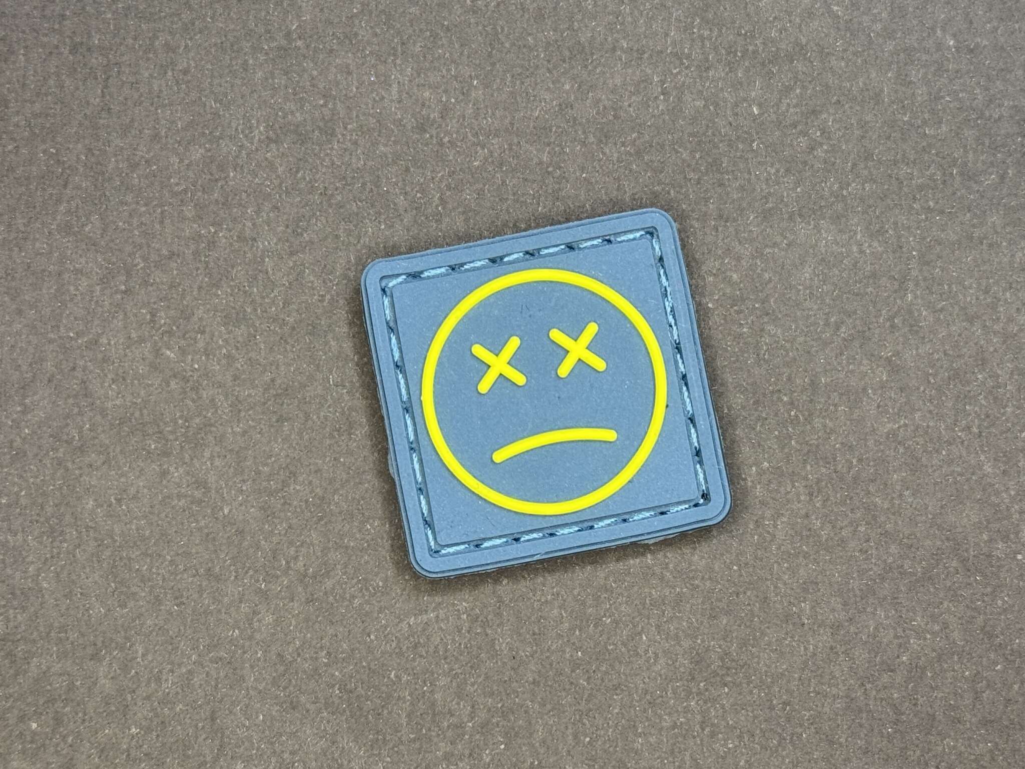 Sad Face Ranger Eye PVC Patch Blue and Yellow for EDC gear