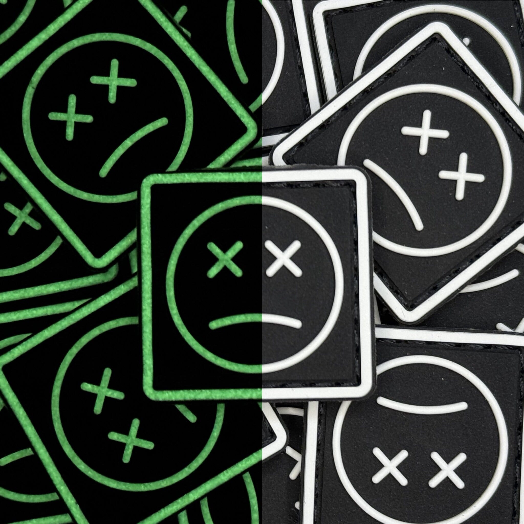 Sad Face Ranger Eye PVC Patch with Glow In The Dark GITD effect for EDC gear