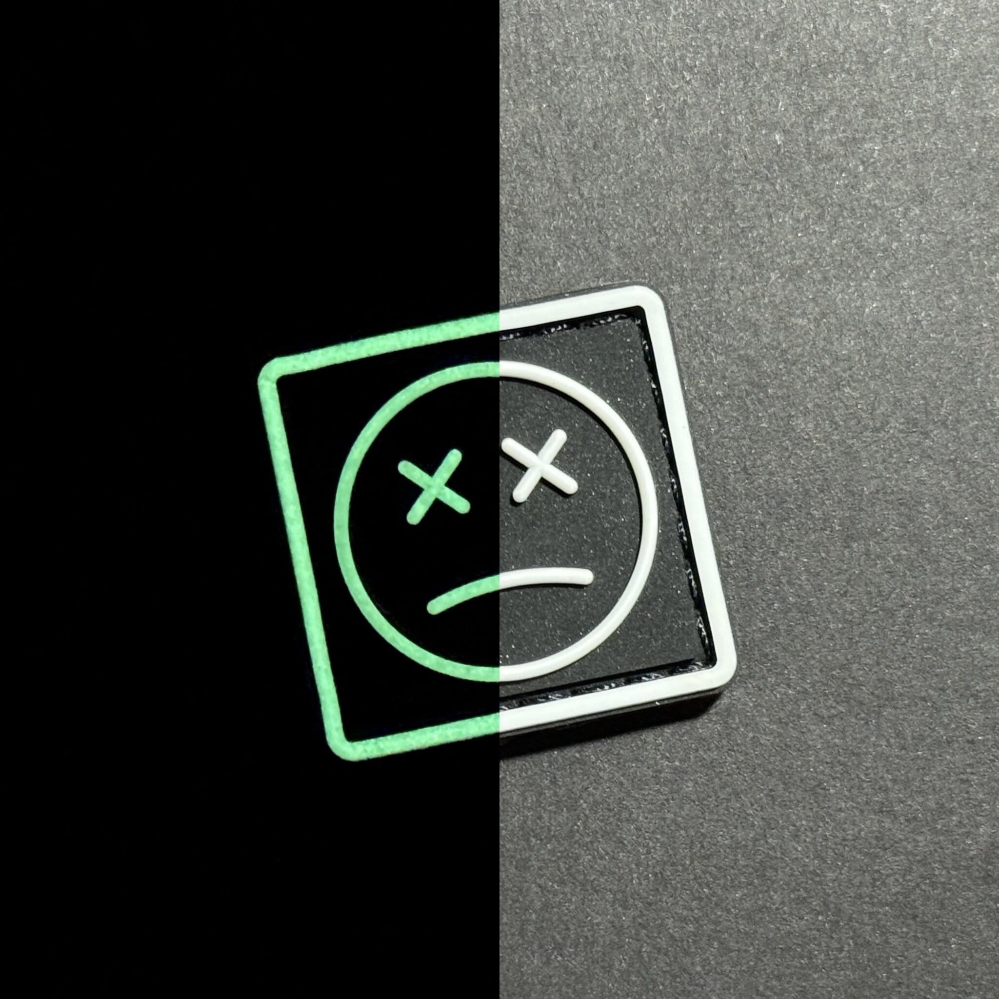 Sad Face Ranger Eye PVC Patch with Glow In The Dark GITD effect for EDC gear