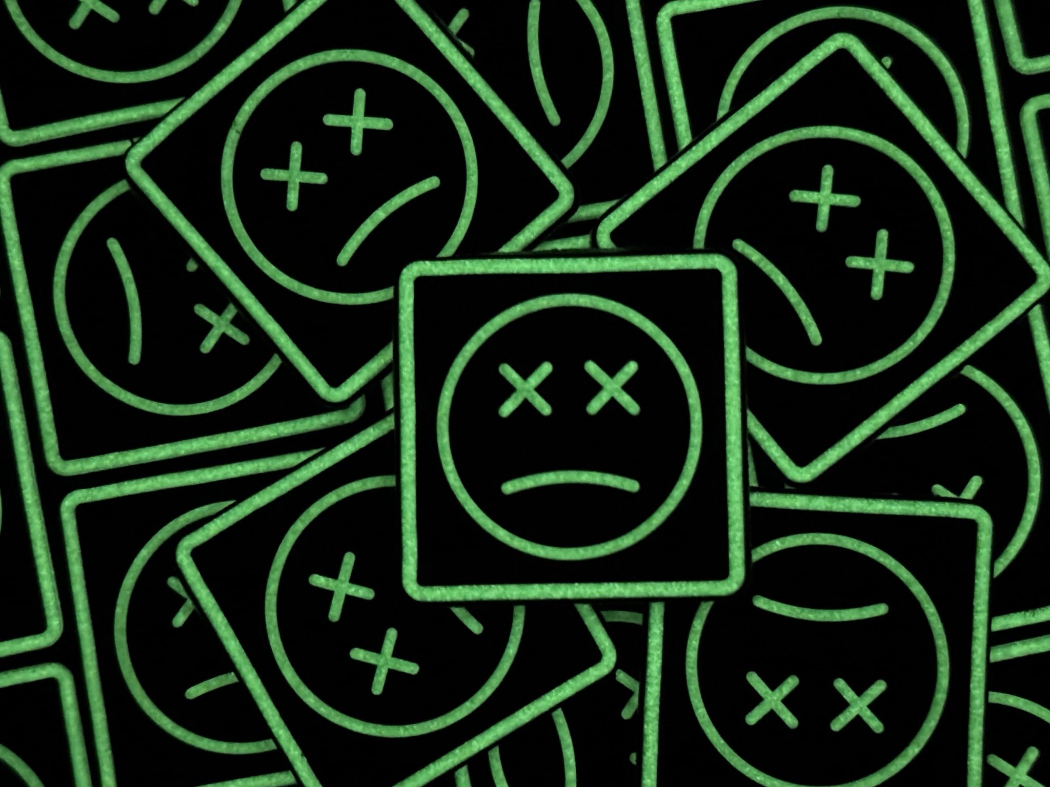 Sad Face Ranger Eye PVC Patch with Glow In The Dark GITD effect for EDC gear