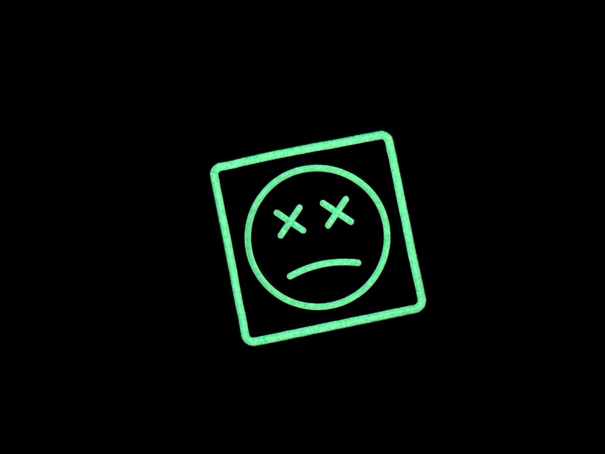 Sad Face Ranger Eye PVC Patch with Glow In The Dark GITD effect for EDC gear