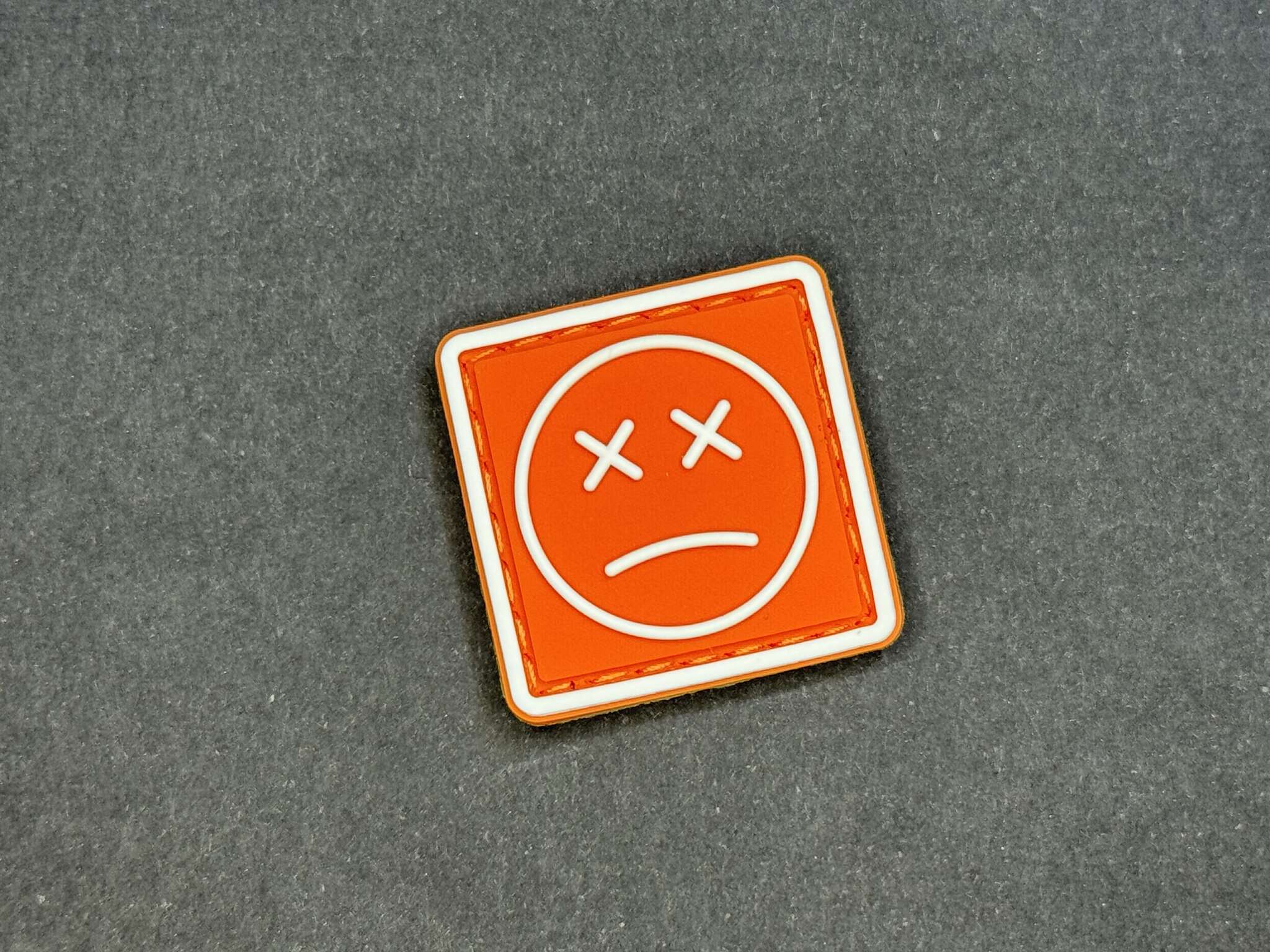 Sad Face Ranger Eye PVC Patch Orange and White for EDC gear