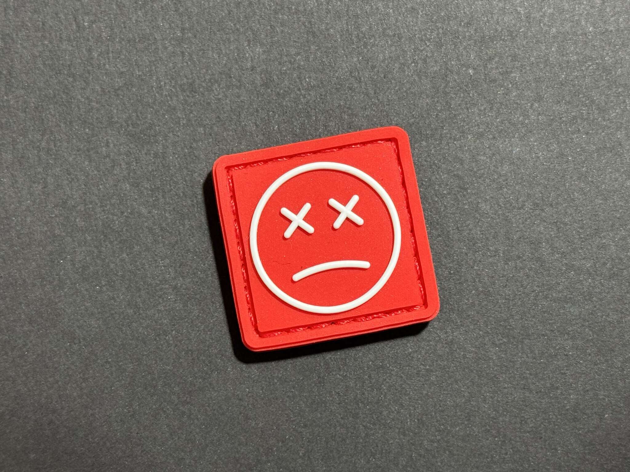 Sad Face Ranger Eye PVC Patch Red and White for EDC gear