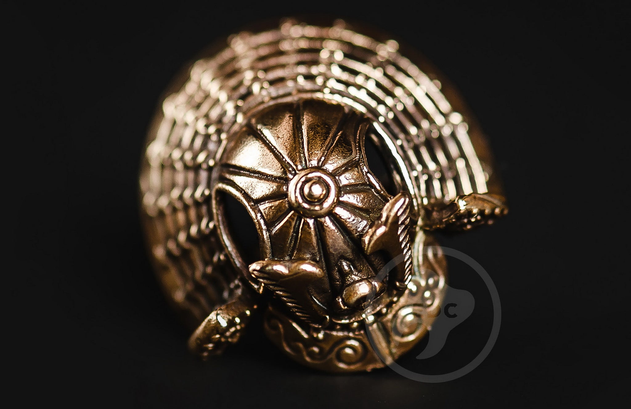 Dual 4mm holes on the Samurai Warlord brass bead for custom paracord weaves.-1