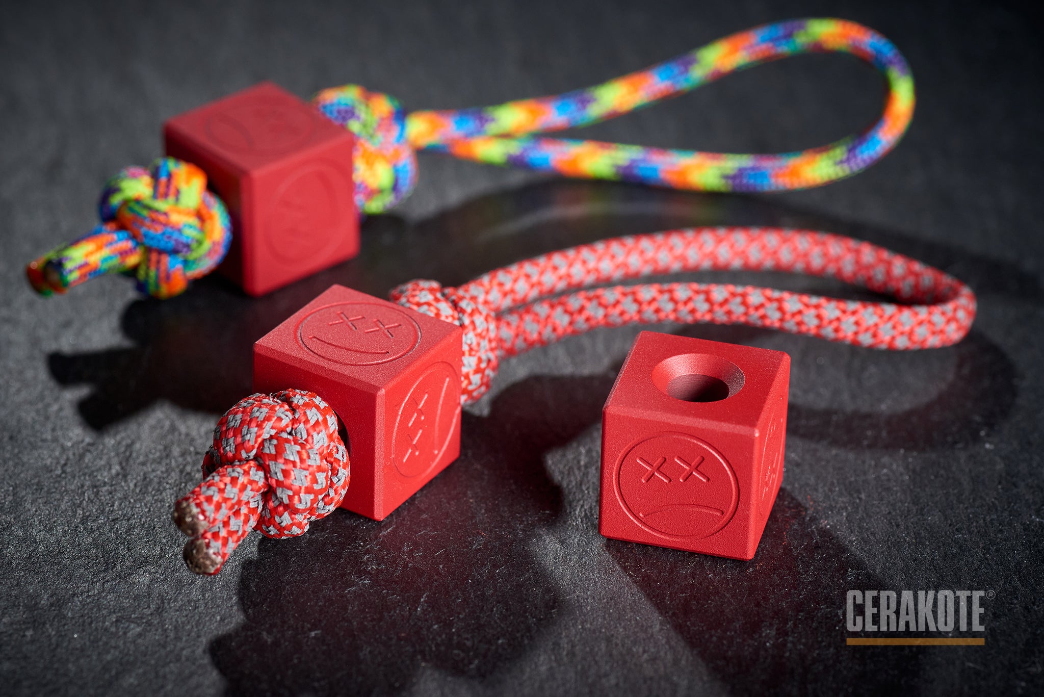 Matte H-306 Red Cerakote finish on a titanium bead.-1