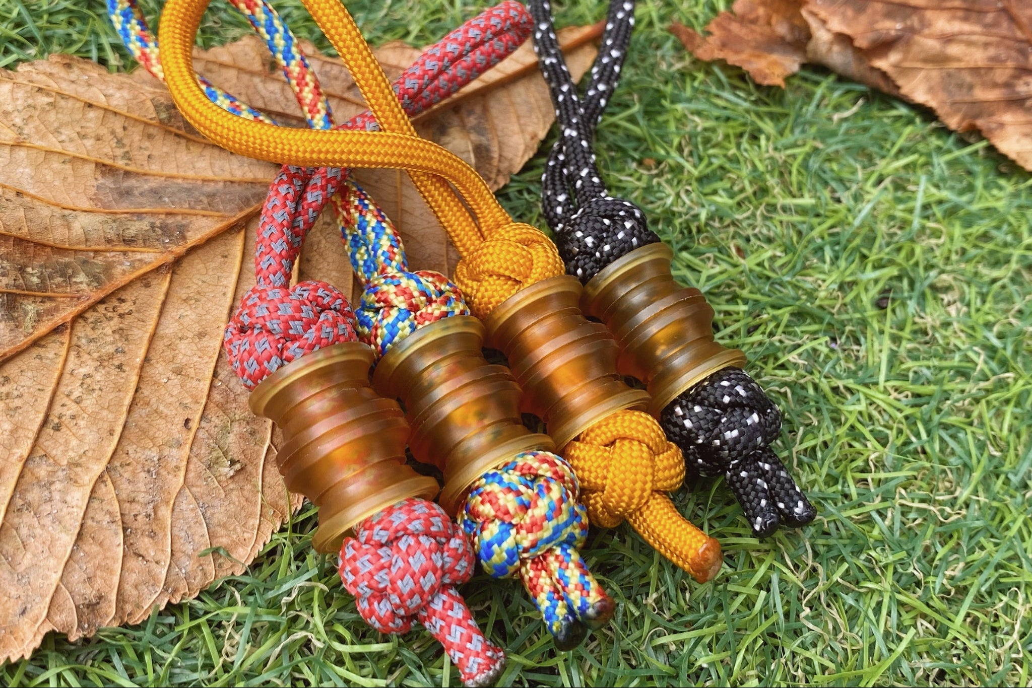 "EDC Gold" Ultem bead on a custom knife lanyard setup.-2