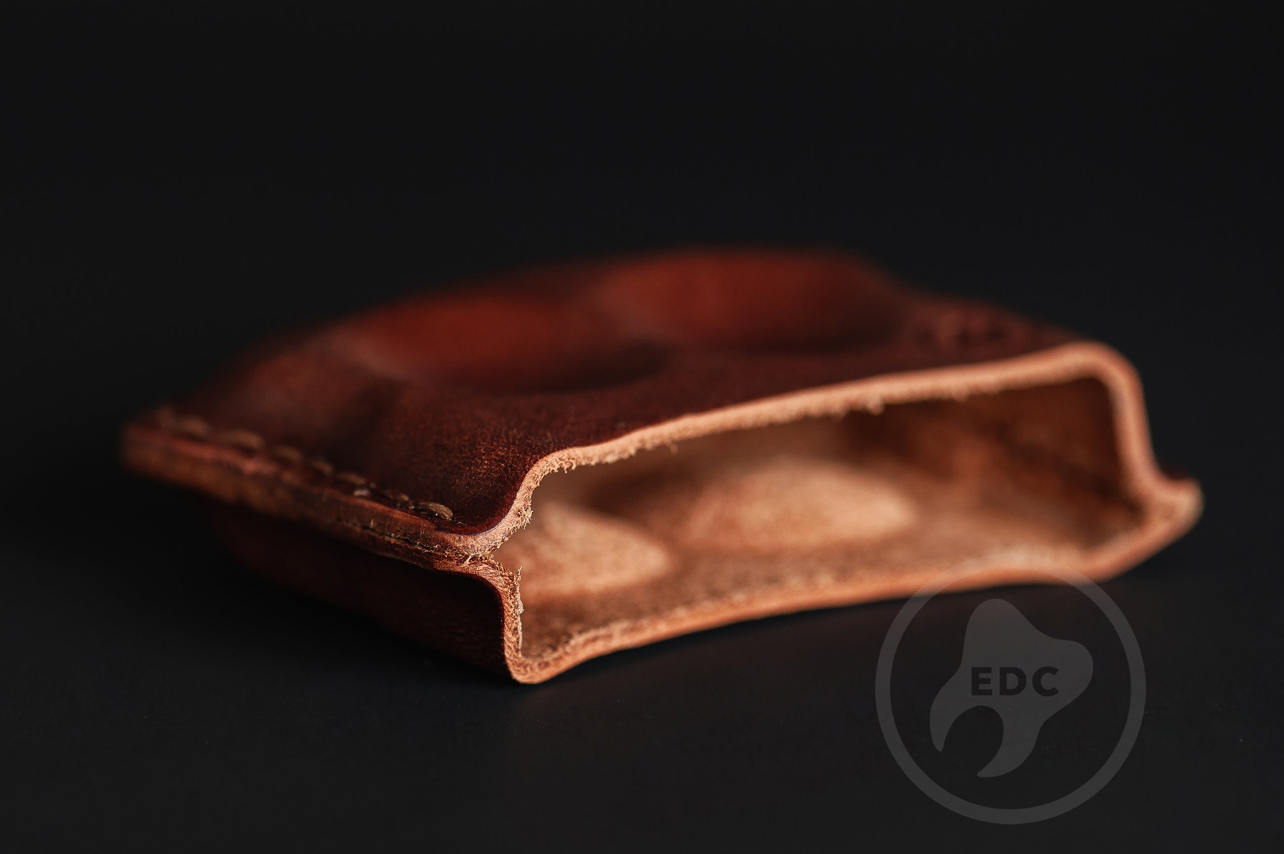 Handmade brown dual-slot leather EDC pocket organizer Series D01 for gear protection by PocketEDC-5