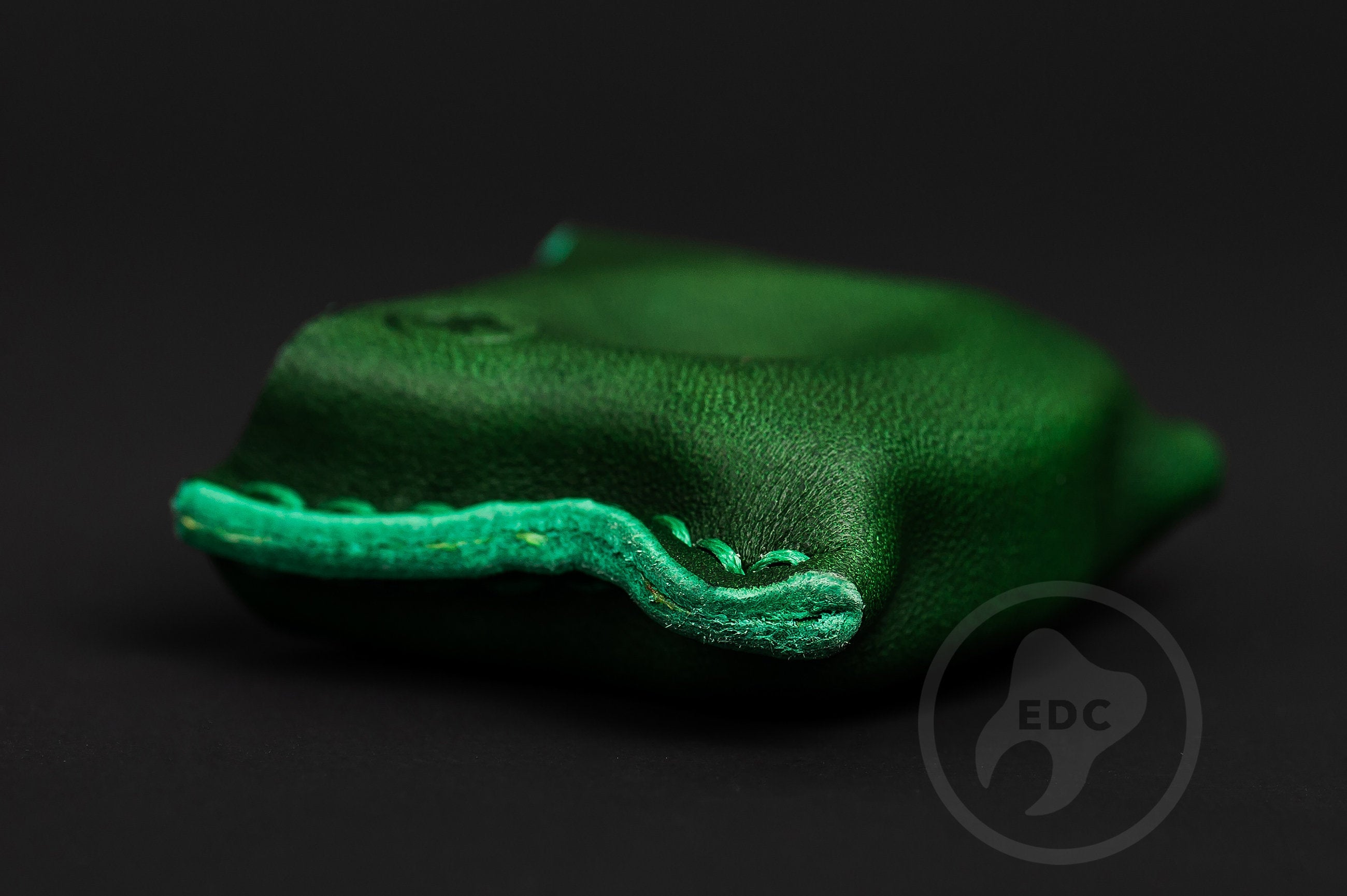 Handmade green leather EDC pocket organizer Series S01 for gear protection by PocketEDC