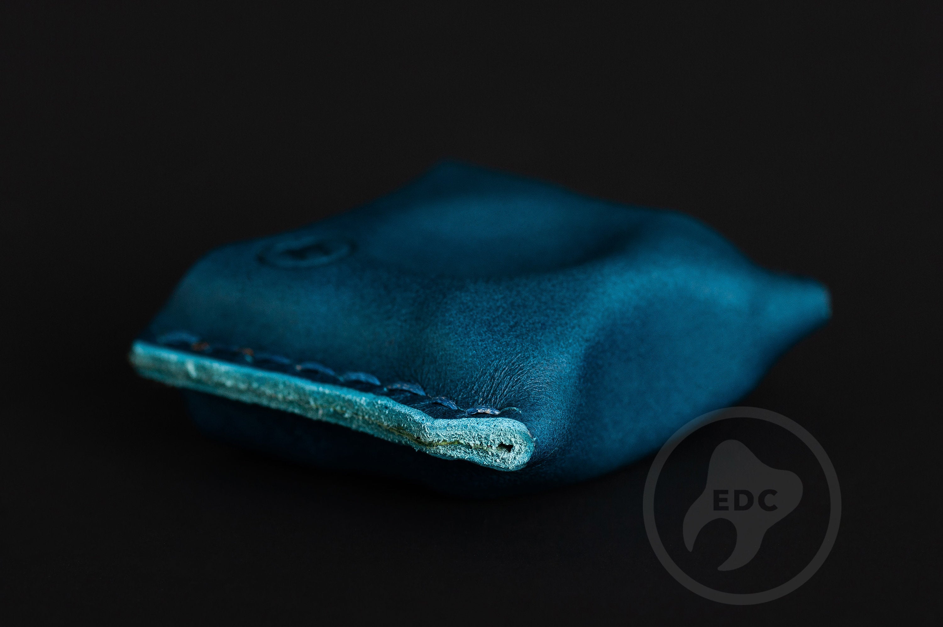 Handmade blue leather EDC pocket organizer Series S02 for gear protection by PocketEDC