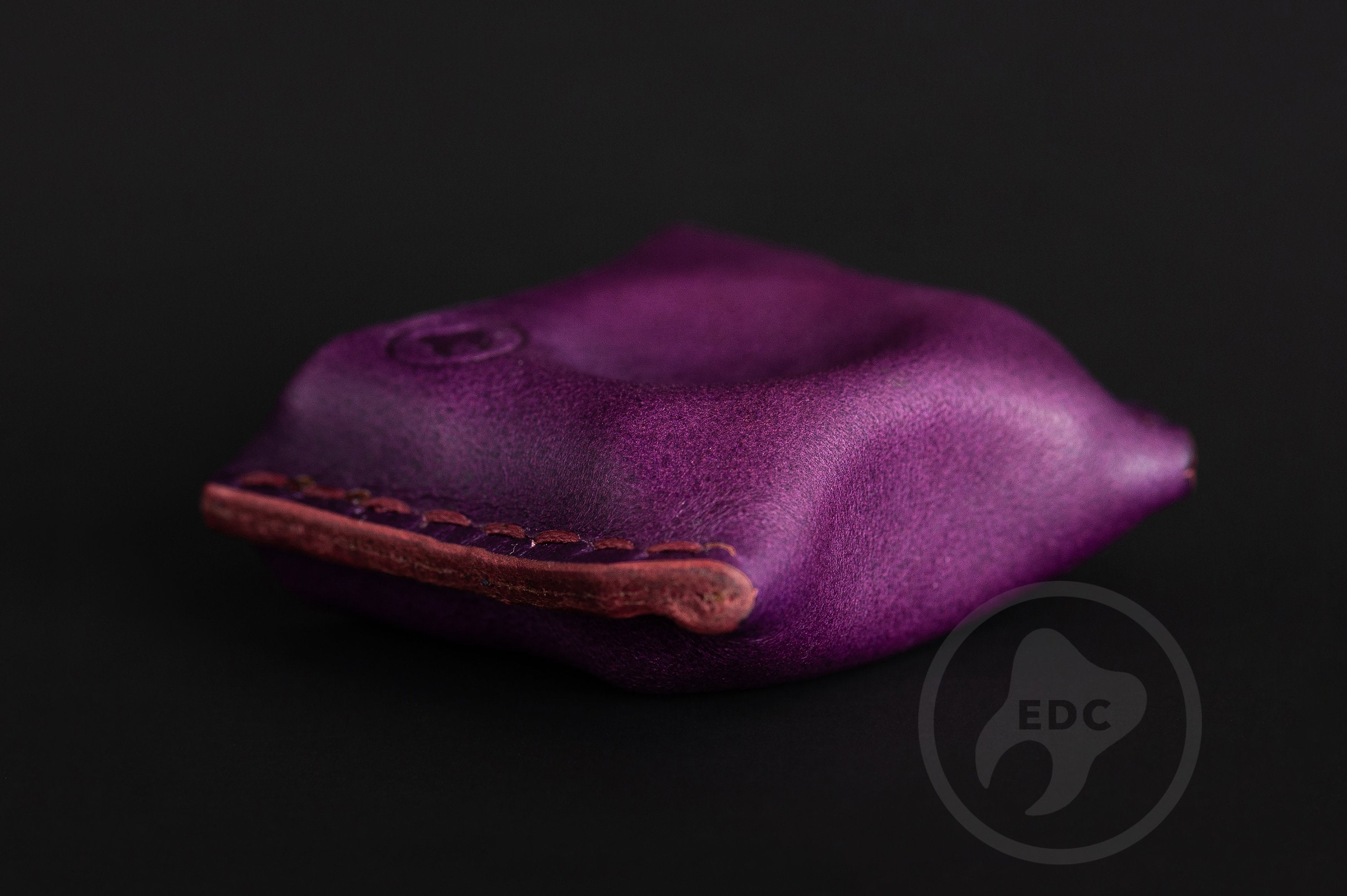 Handmade purple leather EDC pocket organizer Series S02 for gear protection by PocketEDC